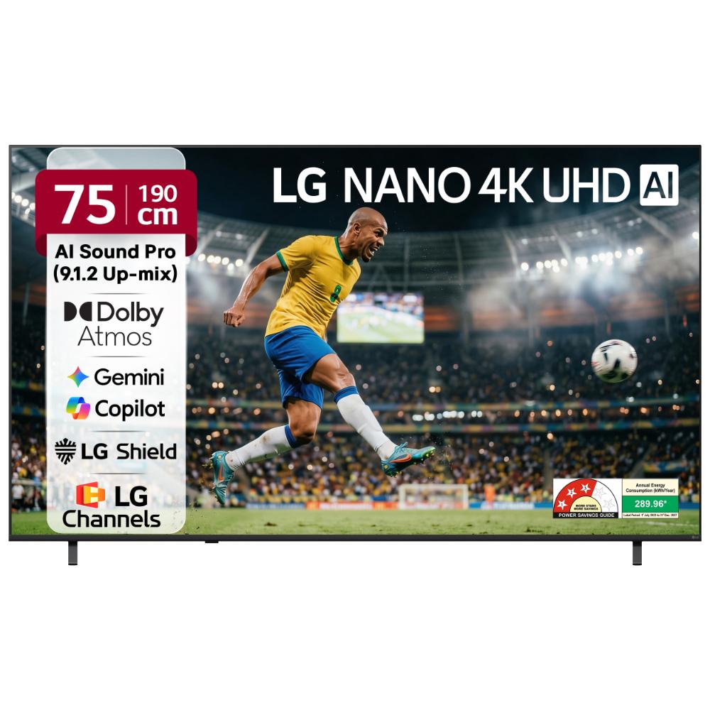 LG 190 cm (75 inches), NU885 Nanocell Smart TV with alpha 7 AI Processor 4K Gen9, Filmmaker Mode with Dolby Atmos 2026, Black, 75NU885BPLA