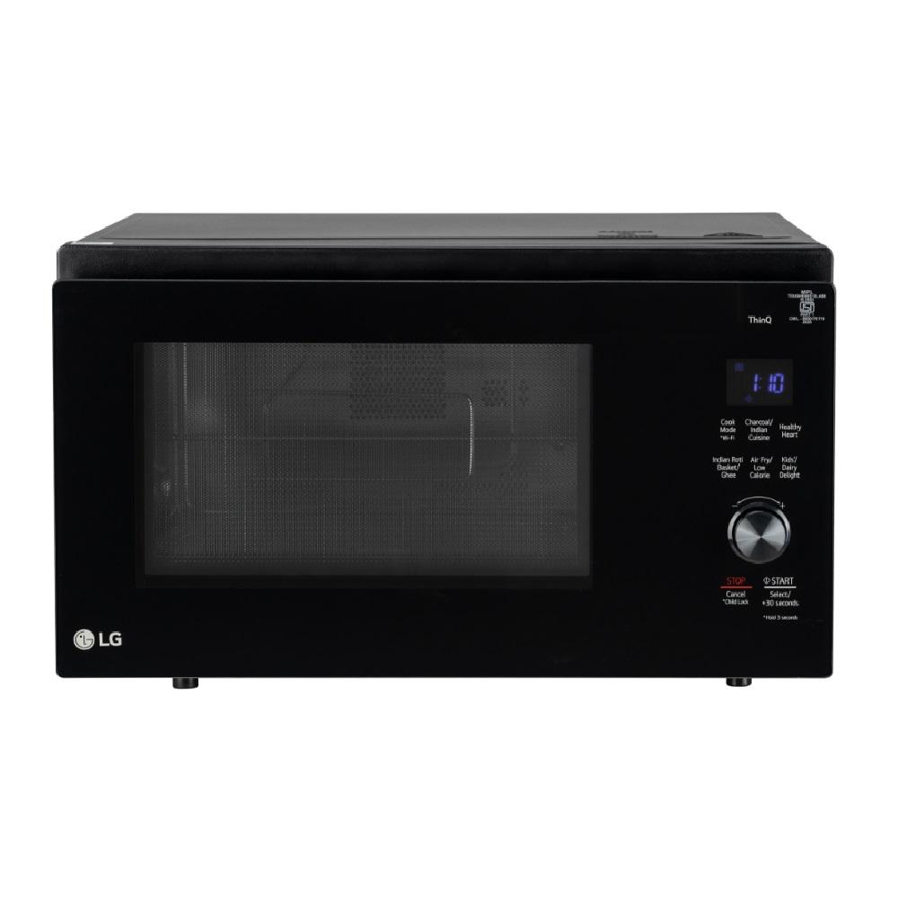 LG 32 L Convertible Microwave Oven with Air Fry, Charcoal Lighting Heater, 431 Auto Cook Menu Powered by Thinq, MJEN326ULWF, Black