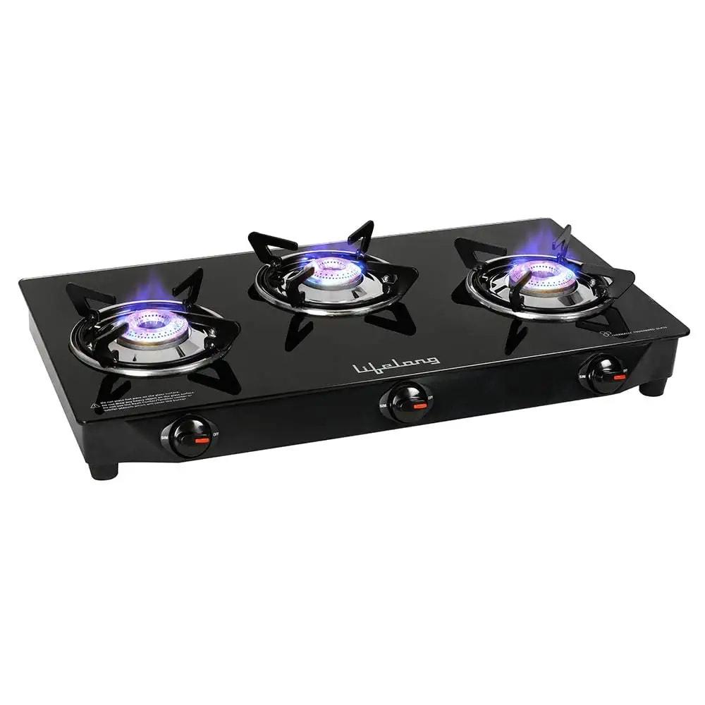 Lifelong 3 Burner Glass Cooktop Manual Ignition, LLGS18, Black