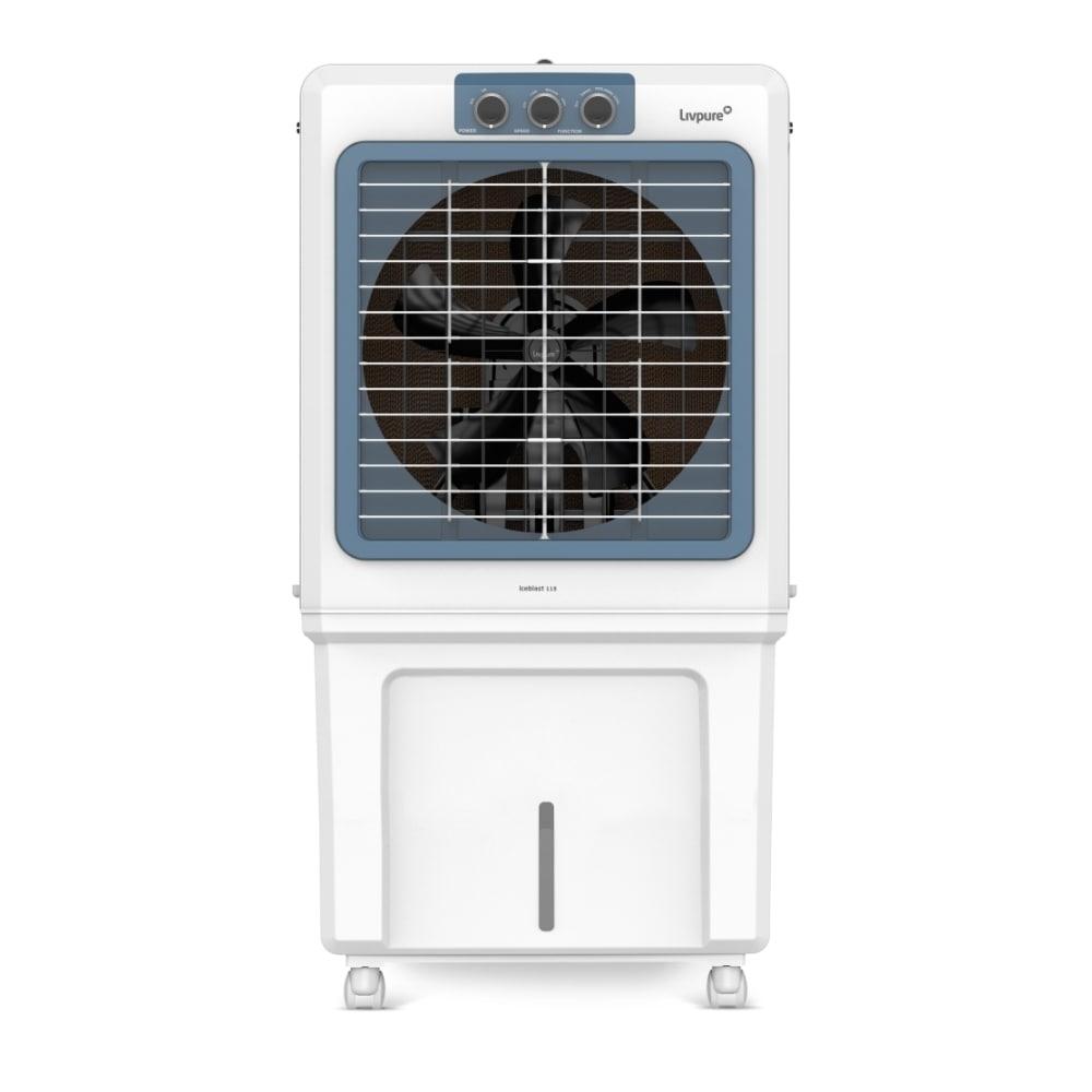 Livpure Iceblast 115 L Desert Air Cooler with Inverter Compatible, 5500 CMH Air Delivery (Thermal Overload Protection), White & Blue