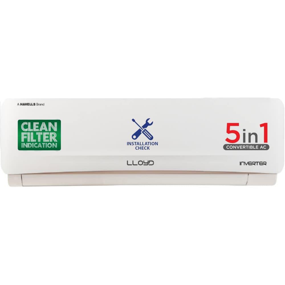 Lloyd 1.5 Ton 5 star 5 in 1 Convertible Inverter split AC GLS18I5FWGEV/KWGEM (PM 2.5 Filter, 4 way swing, Cools at 52 degree C, 100 percent copper, wifi ready, Turbo Cool, Golden Fin Evaporator, 2023 launch)
