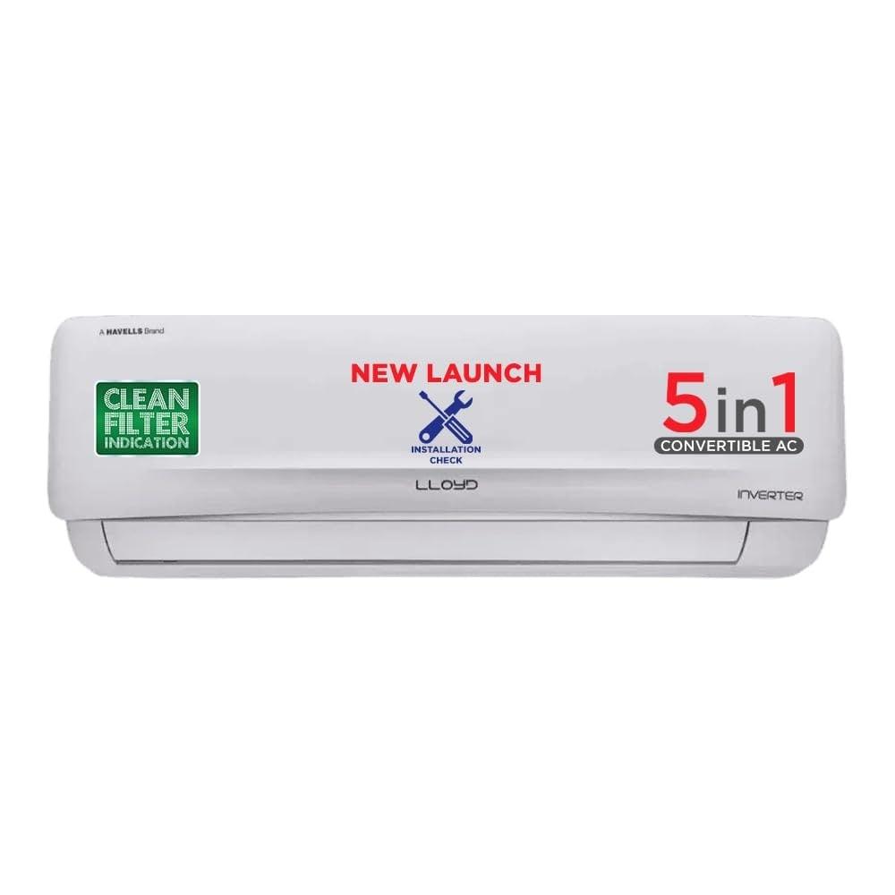 Lloyd 2 Ton 3 Star 5 in 1 Convertible Inverter Split AC GLS24I3KWSEM (PM 2.5 Filter, 4 way swing, Cools at 52 degree C, 100 percent Copper, wifi ready, Turbo Cool, Golden Fin Evaporator, 2024 launch)