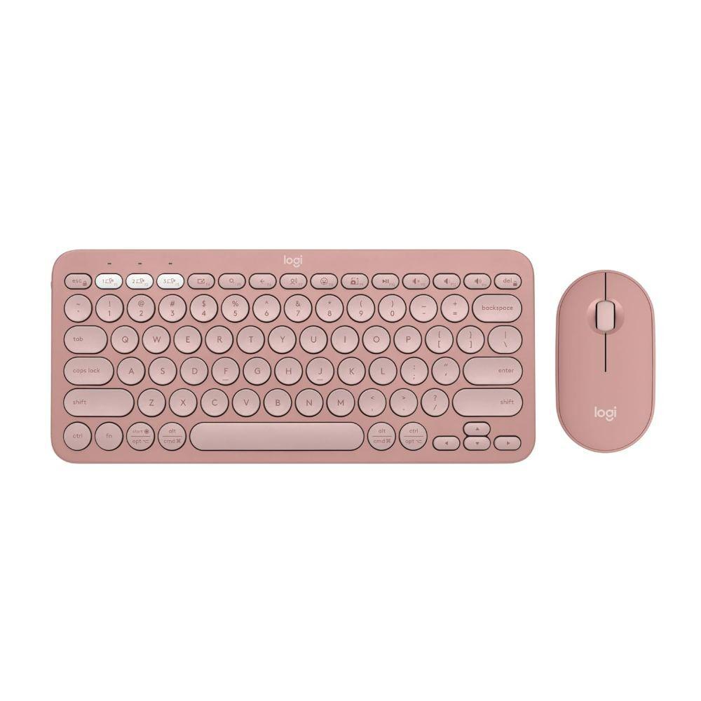 Logitech Pebble 2 Combo, Wireless Keyboard and Mouse, Tonal Rose
