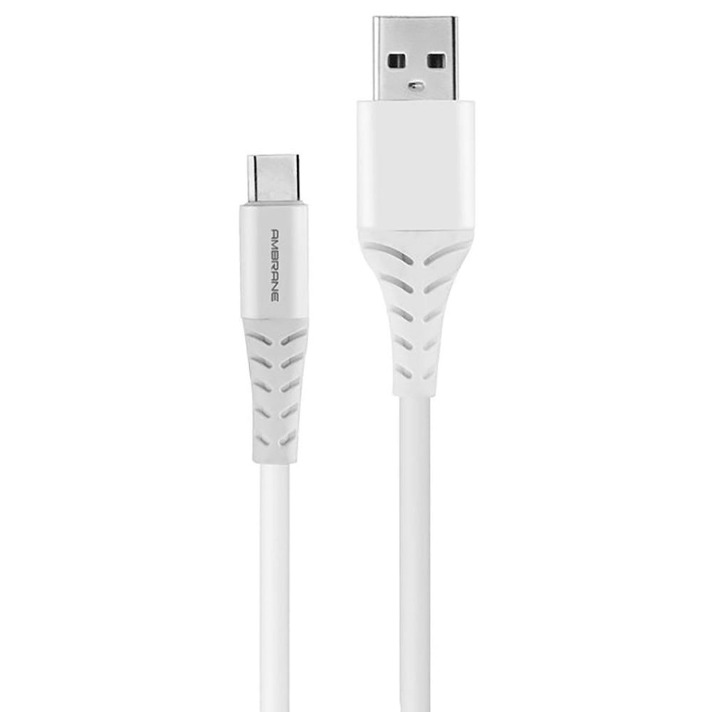 Ambrane ACT-10 Plus USB-C Cable, 2.4 A Output, 100 cm (1 m) Length, Compatible with Smartphones, Power banks, Chargers, White