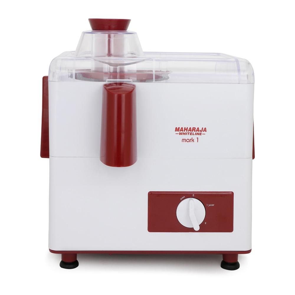Maharaja Whiteline Mark-1 450W 2 Jars Juicer Mixer Grinder, Centrifugal Juicer, JX-100, White and Red