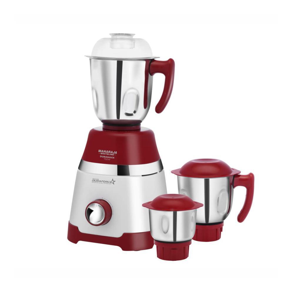 Maharaja Whiteline Duramaxx 750W 3 Jars Mixer Grinder, 20000 RPM Powerful Motor, White and Red