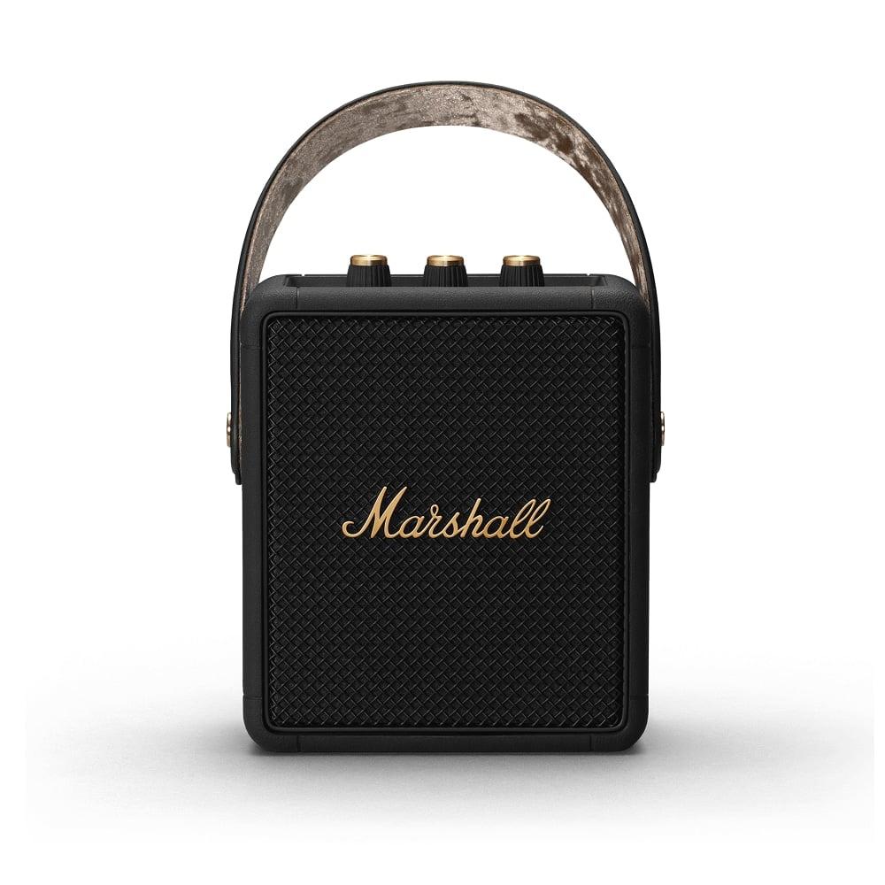 Marshall Stockwell II Bluetooth Speaker, More than 20 Hours of playtime, IPX4 Water Resistant, Bluetooth v5.0, Upto 30 feet Range, Black & Brass