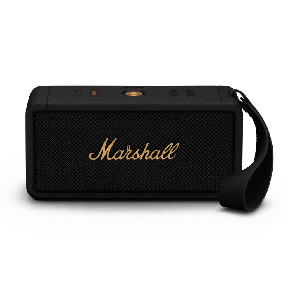 Marshall Middleton Portable Bluetooth Speaker, More than 20 Hours of Playtime, IP67, Stereo Mode, Quick charging, Black/Brass