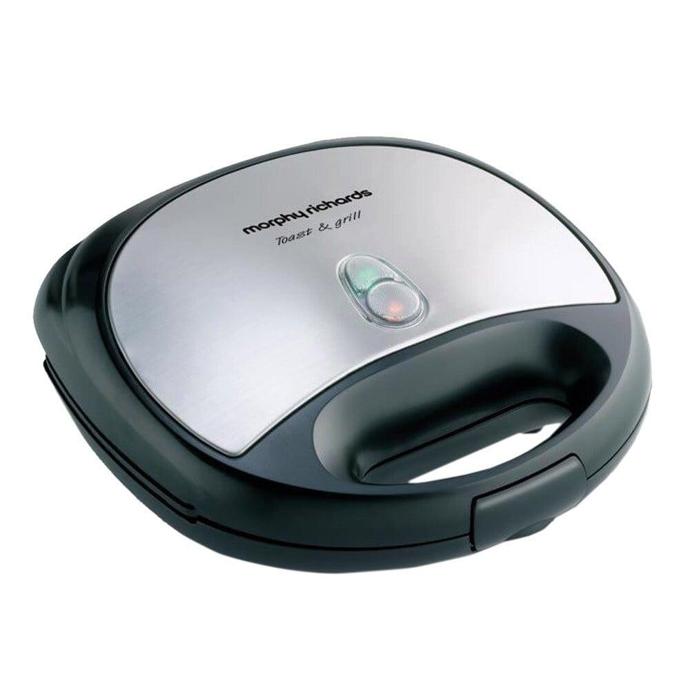Morphy Richards SM 3006, 2 Bread Slices, 750 Watts, Sandwich Maker, Easy To Clean Non-Stick Plates, Silver and Black