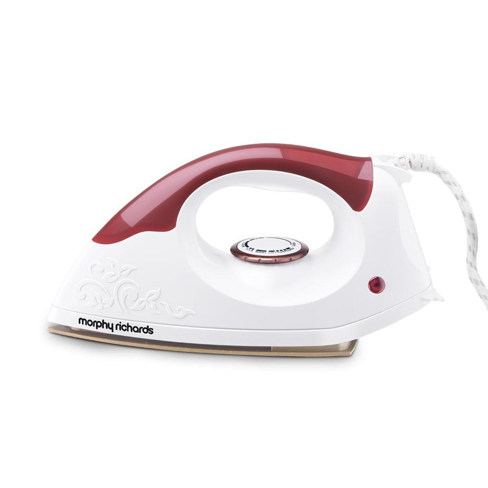 Morphy Richards Daisy 1000 Watts Non-Stick Coated Soleplate Dry Iron, White and Maroon