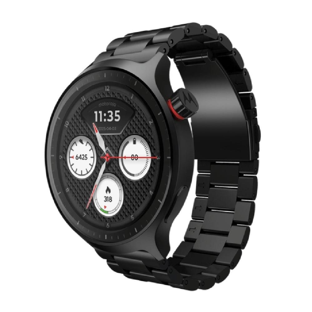 MOTOROLA Moto Watch 3.5 cm (1.4 inch) OLED, Dual band GPS, Powered by Polar, AOD, Android only Smartwatch Matte Black/Matte Black
