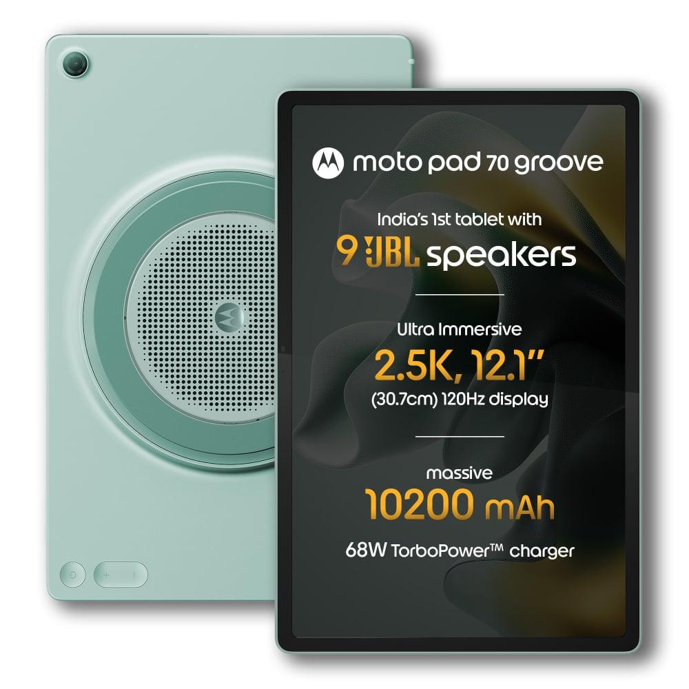 Moto Pad 70 Groove 32.25 cm (12.7 Inch) WiFi Tablet with Clear Case, 8 GB RAM, 128 GB, Pantone Blue Surf, ZAJ80001IN