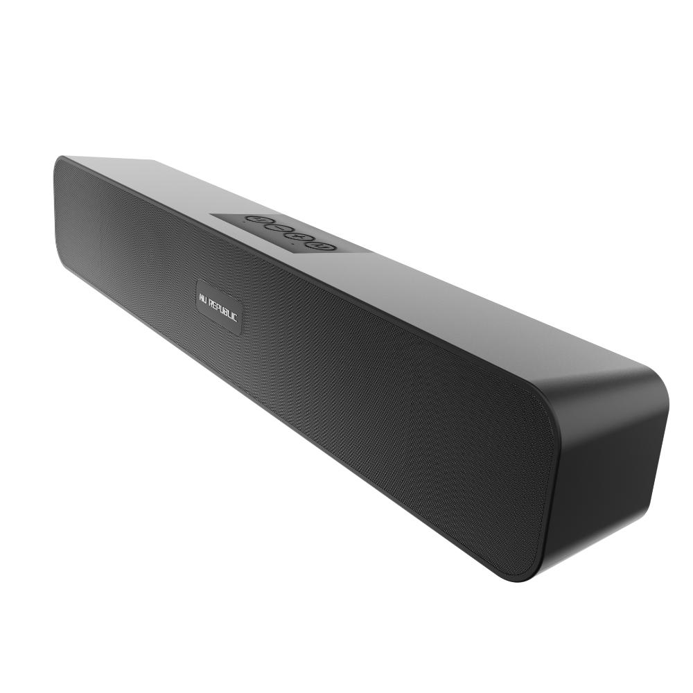 Nu Republic Soundbar 20 Bluetooth Soundbar with X-Bass Technology, 52mm Dynamic Drivers, Upto 12 Hrs Playtime, 20 W Output, Aux/USB Port (5.0 Channel (Black)