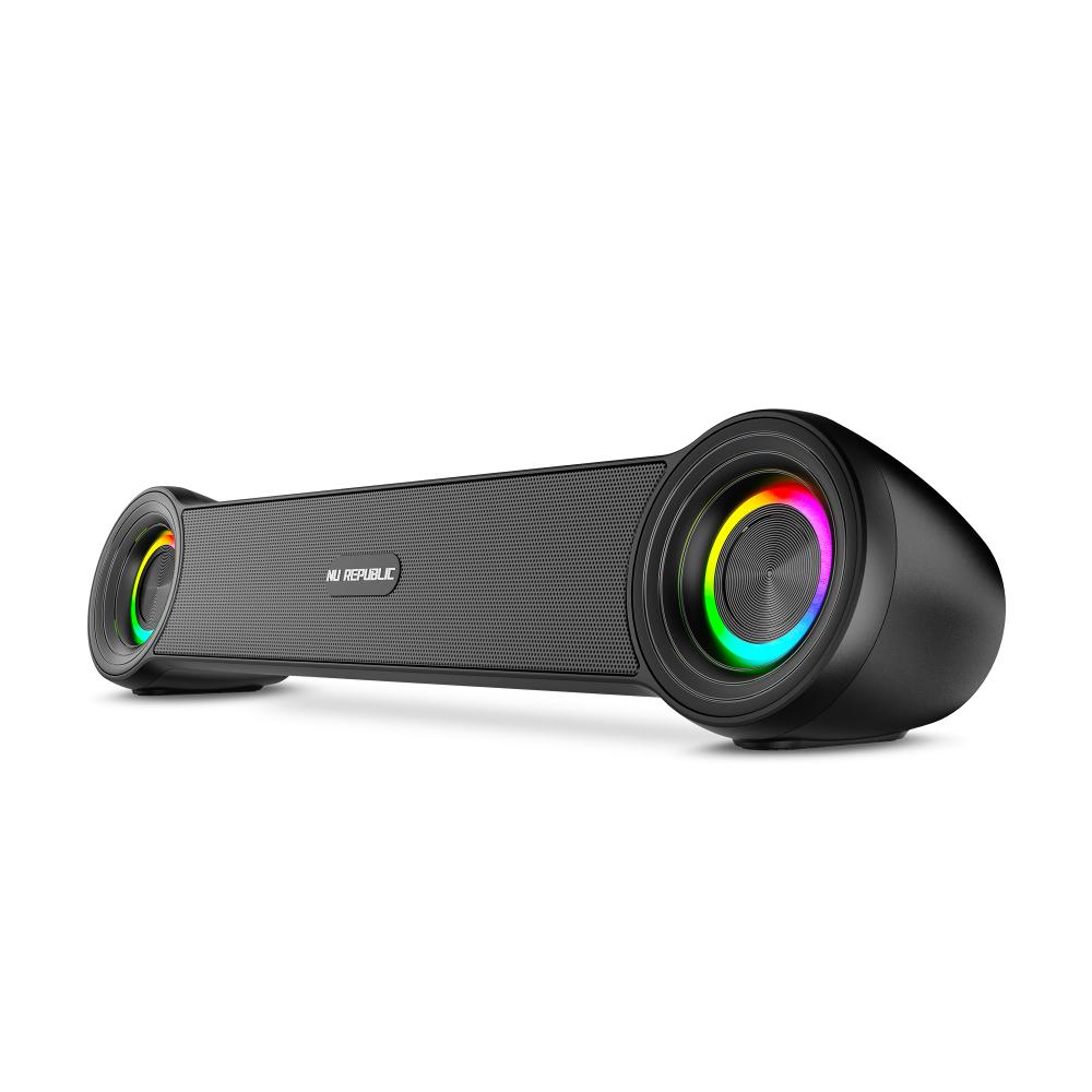 Nu Republic Partybox 180 Bluetooth Soundbar with 18 Watts Output, Upto 6 Hrs Playtime, 52mm Dynamic Driver, Vibrant RGB Light (Black)