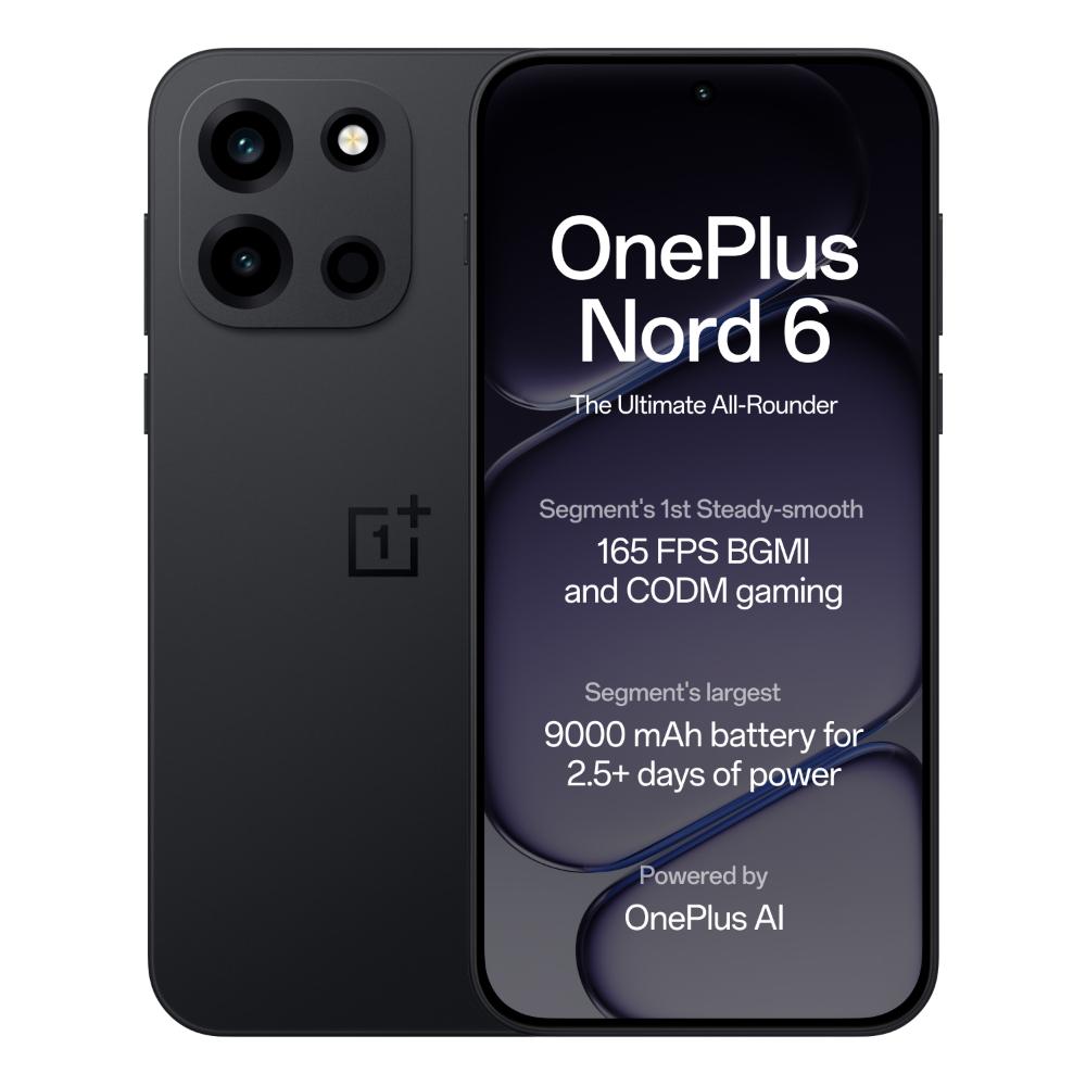 OnePlus Nord 6 5G 256 GB, 12 GB RAM, Pitch Black, Mobile Phone