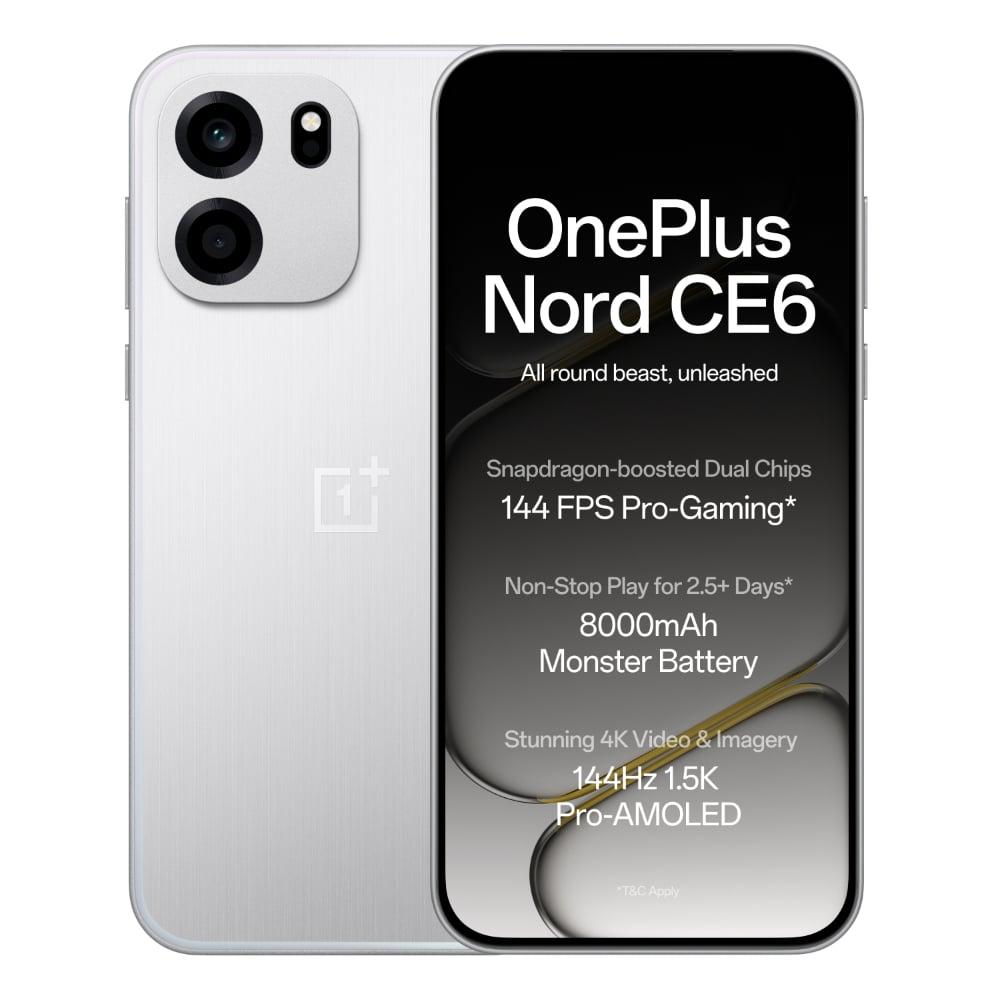 OnePlus Nord CE6 5G 128 GB, 8 GB RAM, Lunar Pearl, Mobile Phone