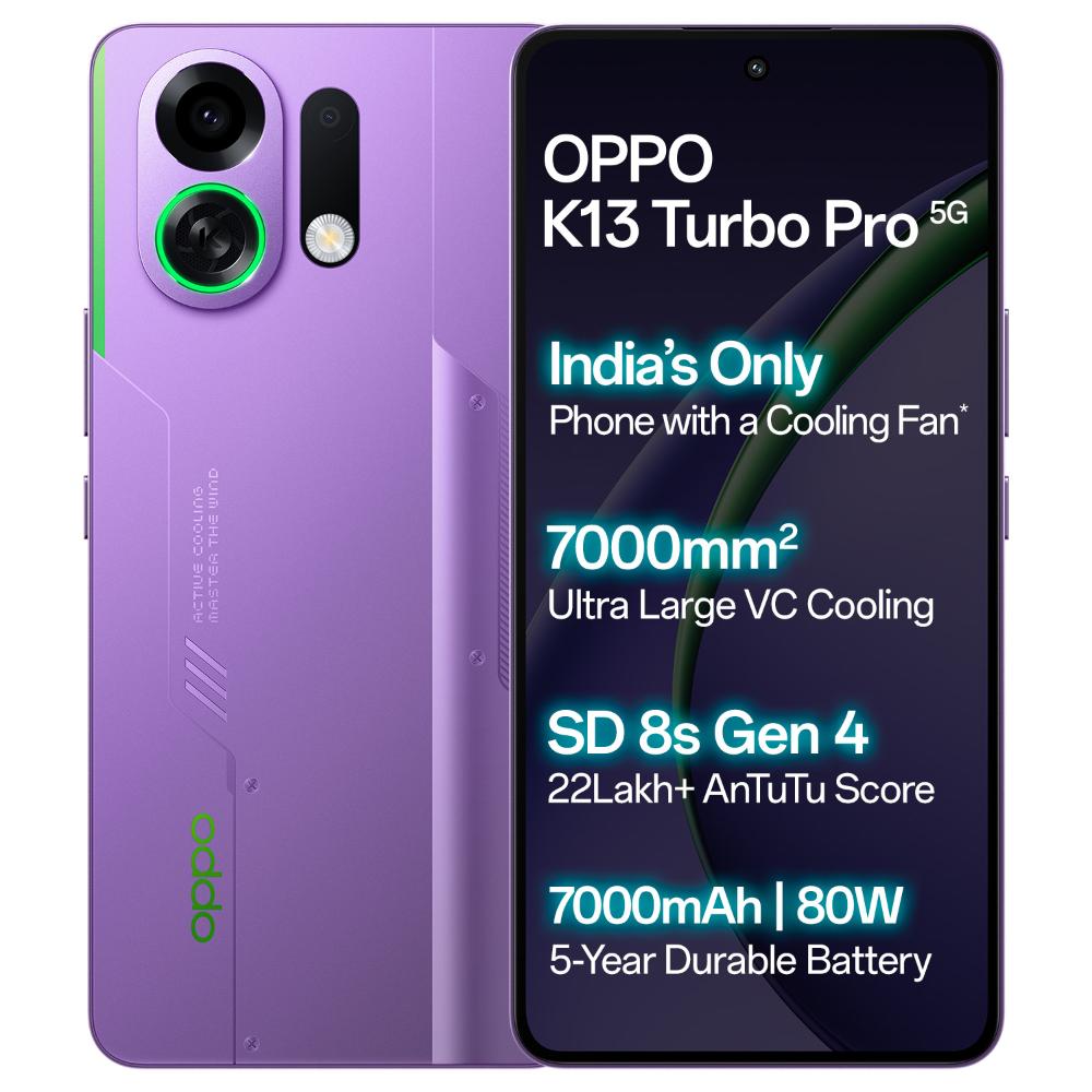 Oppo K13 Turbo Pro 256 GB, 8 GB RAM, Purple Phantom, Mobile Phone