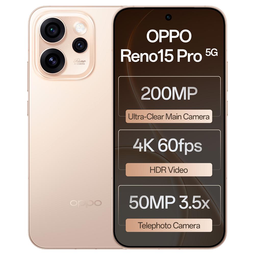 Oppo Reno15Pro 5G 256 GB, 12 GB RAM, Sunset Gold, Mobile Phone