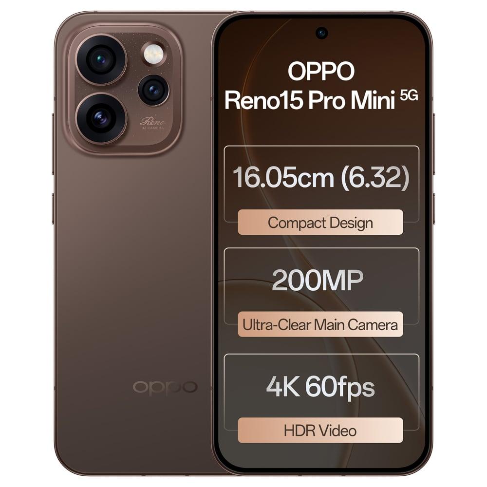 Oppo Reno15Pro Mini 5G 256 GB, 12 GB RAM, Cocoa Brown, Mobile Phone