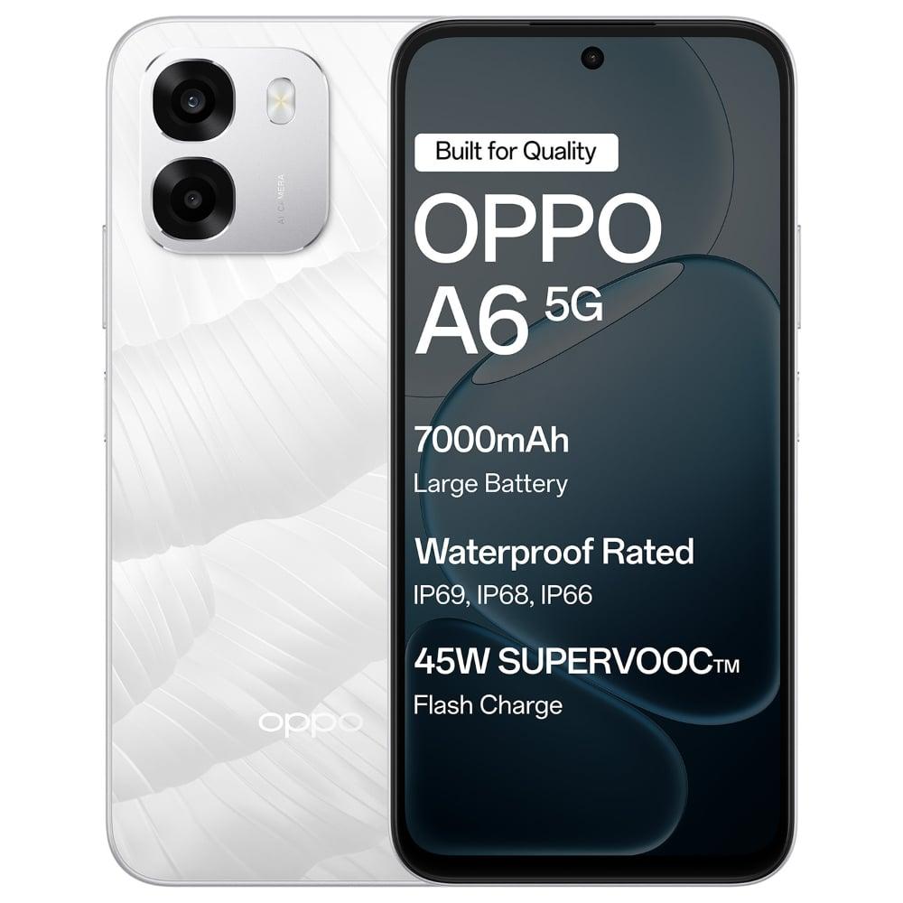 OPPO A6 5G 128 GB, 4 GB RAM, Ice White, Mobile Phone