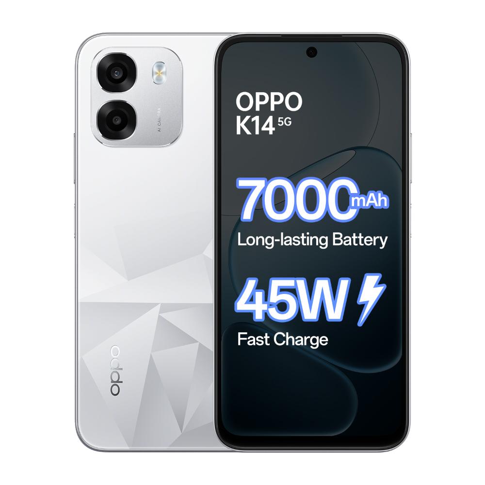 OPPO K14 5G 256 GB, 6 GB RAM, Prism White, Mobile Phone