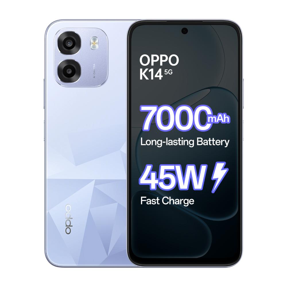 OPPO K14 5G 128 GB, 6 GB RAM, Icy Blue, Mobile Phone