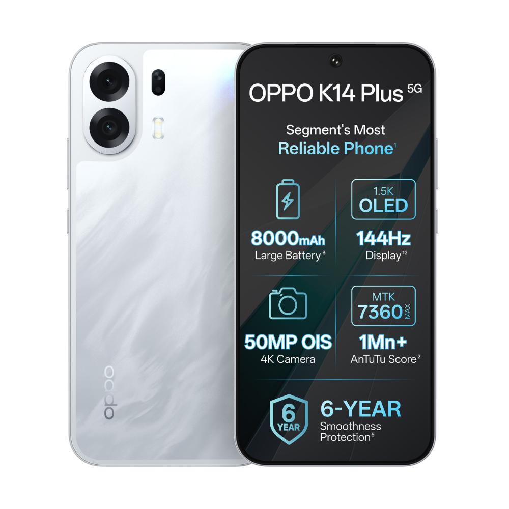 OPPO K14 Plus 128 GB, 6 GB RAM, Star White, Mobile Phone