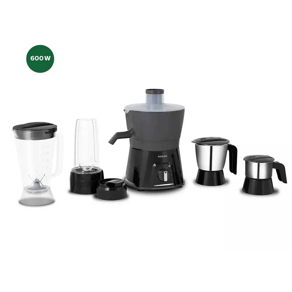 Philips HL7580/00 Viva Collection, 600 Waatts, 4Jars, Juicer Mixer Grinder, Dishwasher Safe, Higher Torque Density Motor, Carbon Black/Cashmere Grey