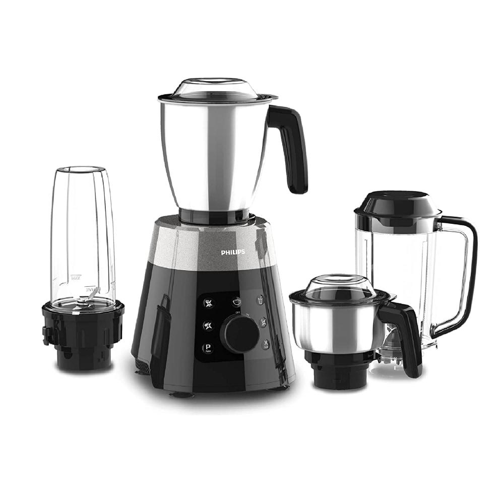 Philips 750 Watts Mixer Grinder with 4 Jars, Smart One-Touch Mode, Digital Interface, Soft Sound Technology (Black, HL7777/00)