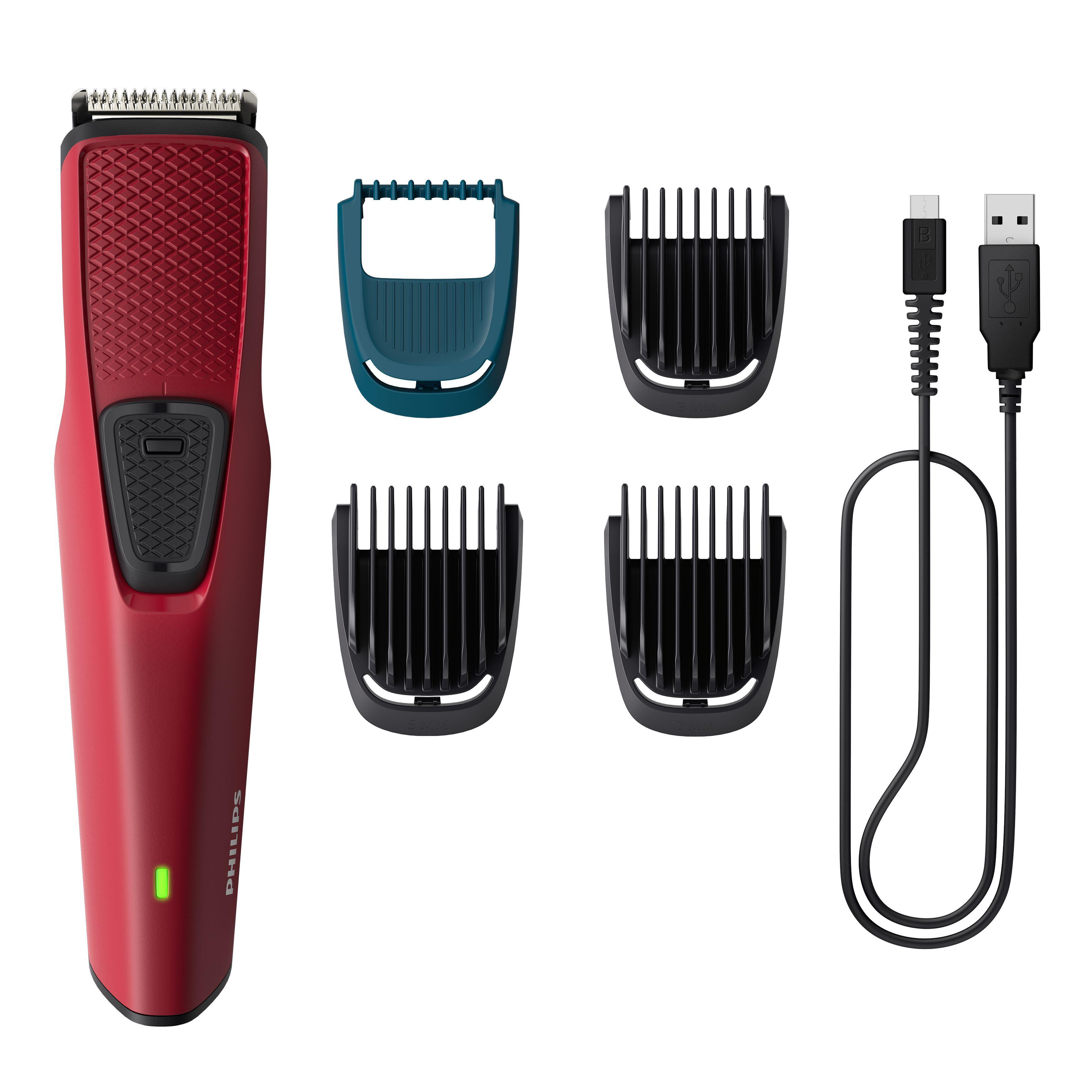Philips Beard Trimmer With 60 Min Runtime and 5 Length Settings BT1235/18 Red
