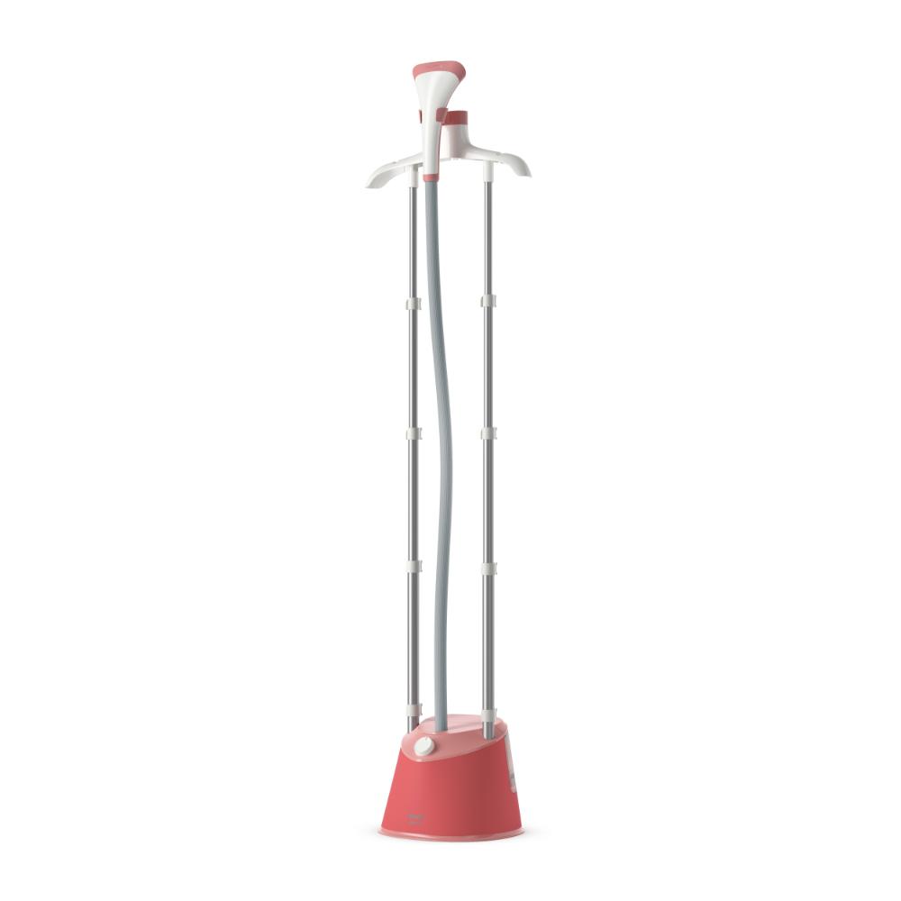 Philips STE1020/40 Standing Garment Steamer 1800 W, Soft Red, 1.8 L Water Tank, Up to 36 g/min Steam Output, Adjustable Double Pole, No Burns Guaranteed