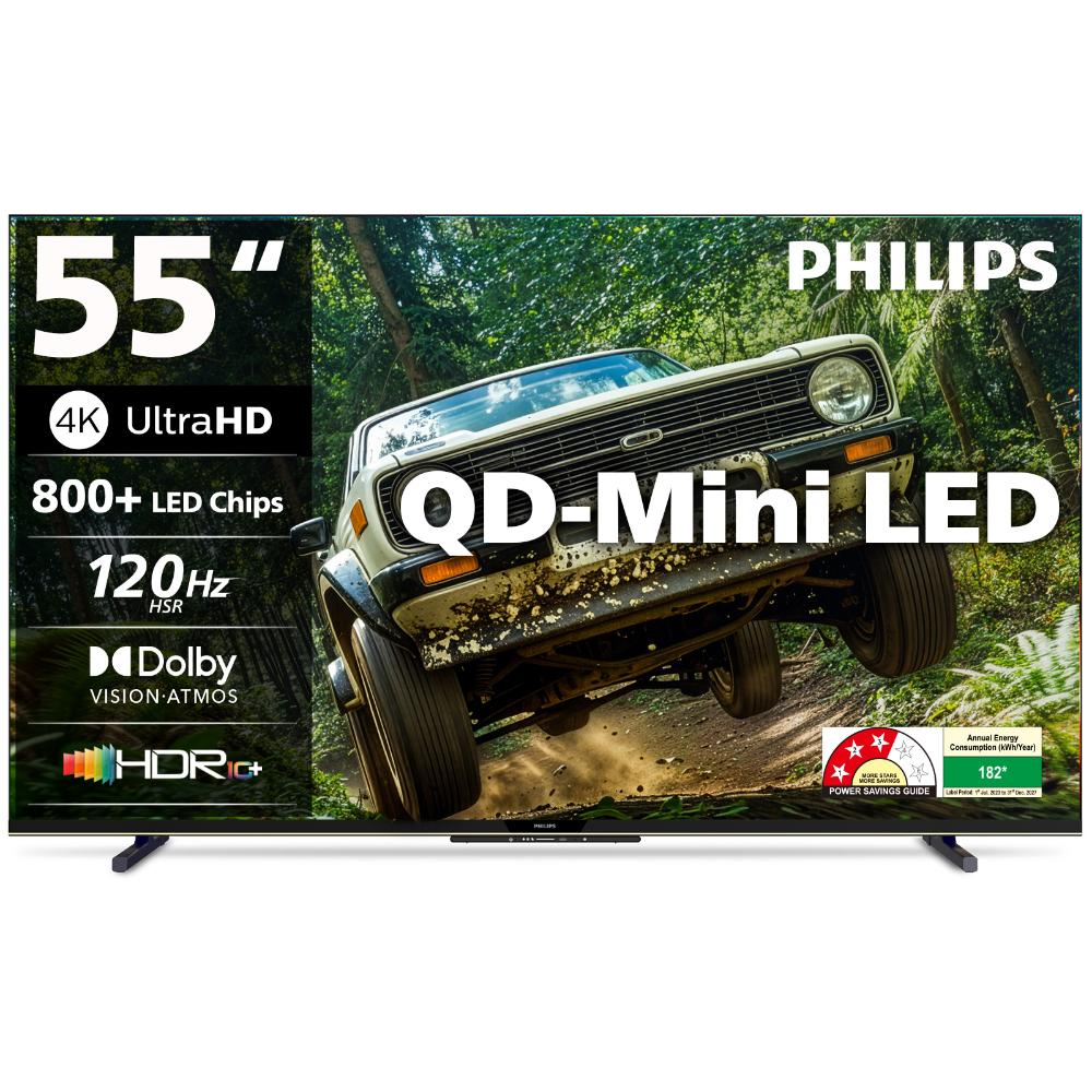 Philips 138 cm (55 inches), 4K Ultra HD QLED Smart QD-Mini LED Google TV, Black, 55MLED610/94