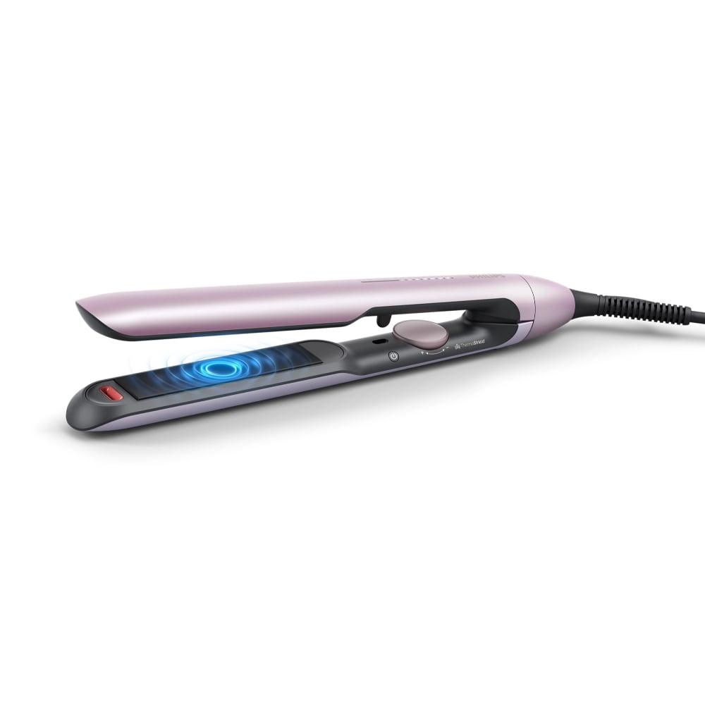 Philips 5000 Series BHS530/00 1 Stroke Straightener with hermoShield technology, 50% faster straightening, 35% smoother floating plates, 2x ionic care, Temp range120 C to 230 C (Light Pink Metallic)