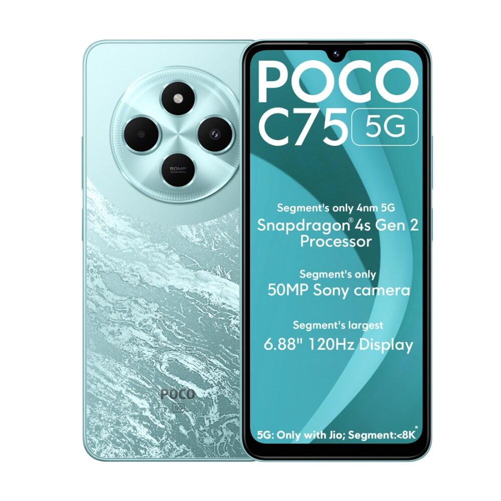POCO C75 5G 64 GB, 4 GB RAM, Aqua, Mobile Phone