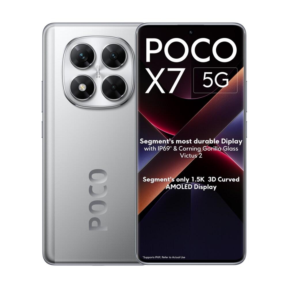 POCO X7 5G 256 GB, 8 GB RAM, Silver, Mobile Phone