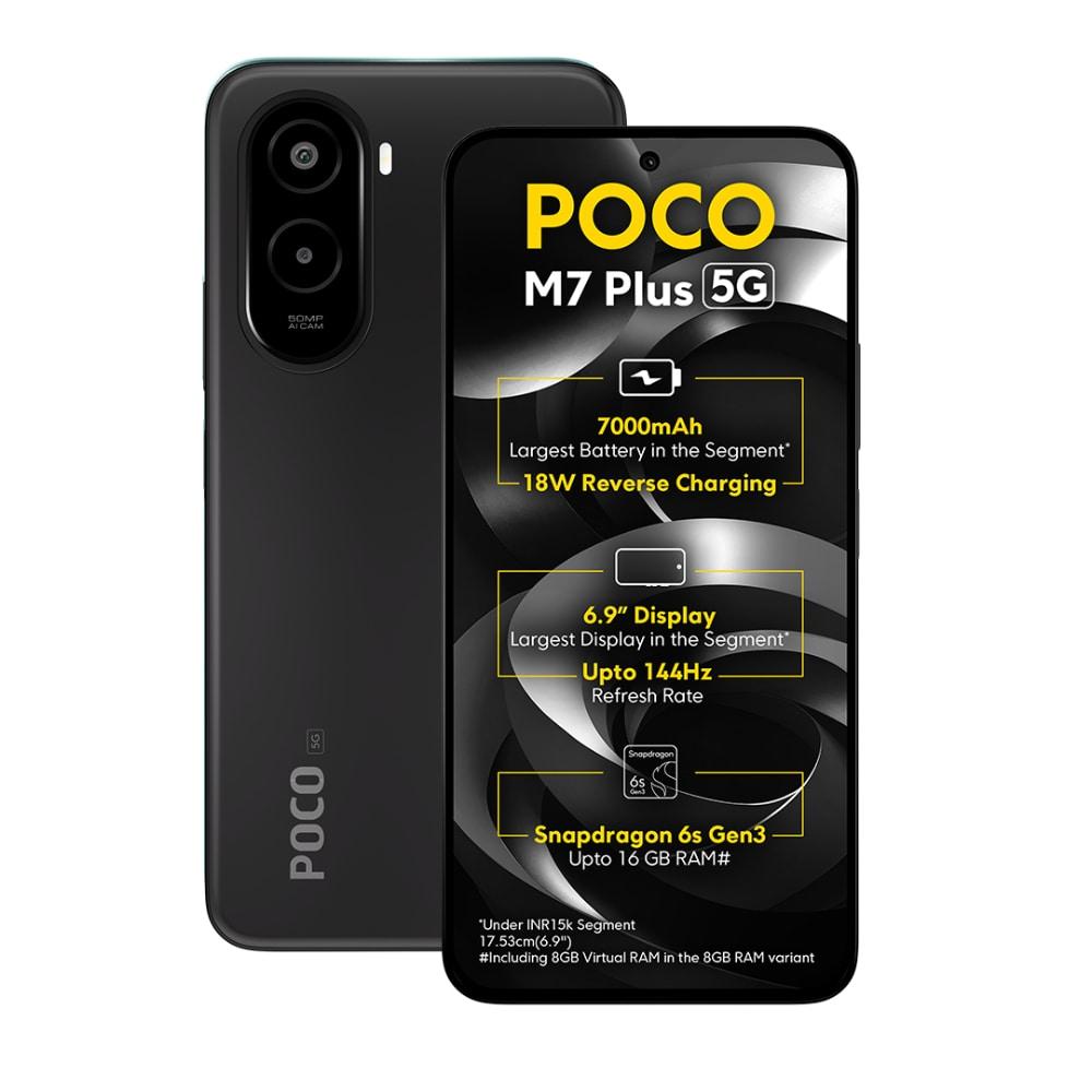 POCO M7 Plus 5G 128 GB, 4 GB RAM, Black, Mobile Phone