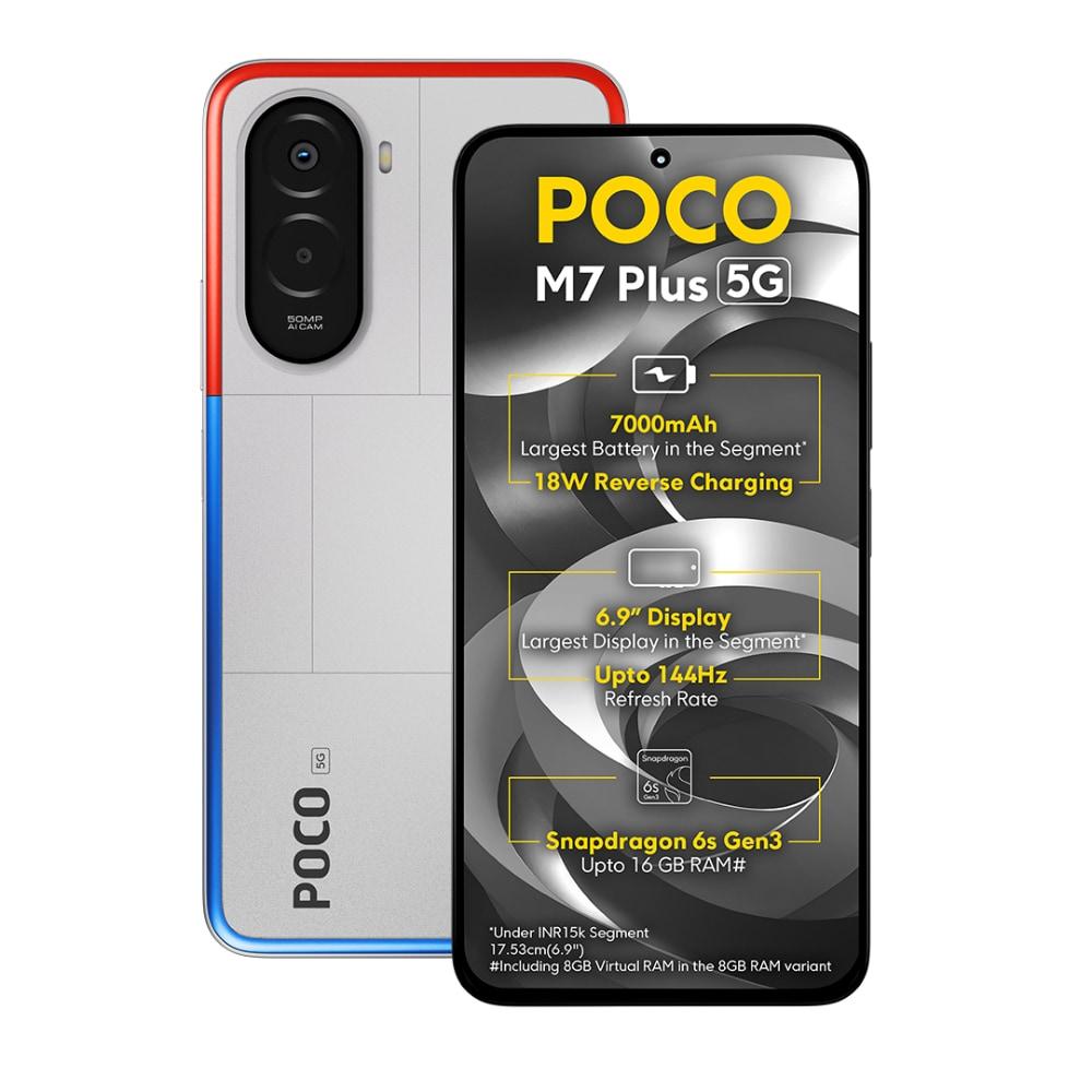POCO M7 Plus 5G 128 GB, 8 GB RAM, Silver, Mobile Phone