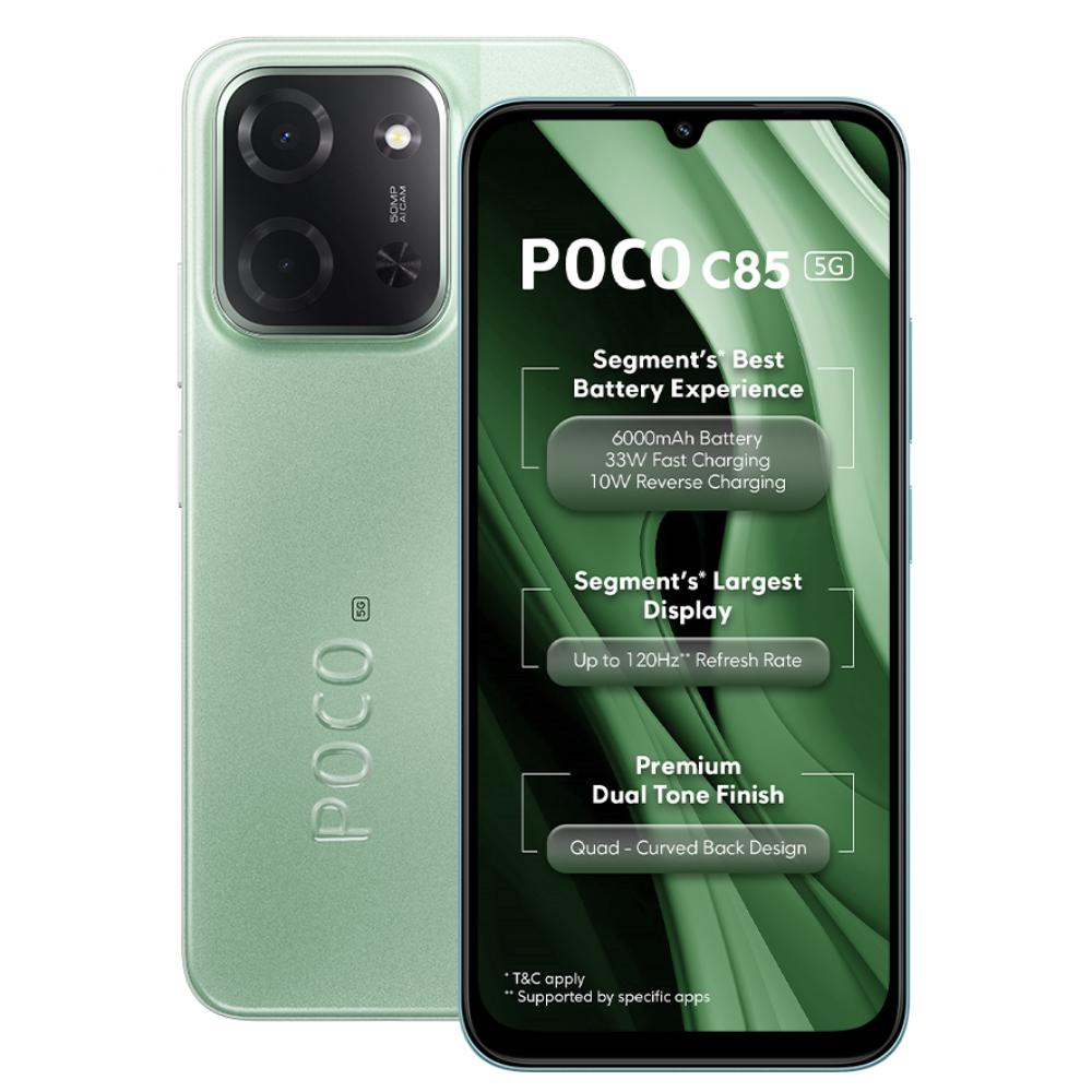 POCO C85 5G 128 GB, 4 GB RAM, Green, Mobile Phone