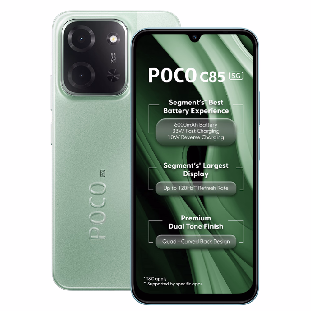 POCO C85 5G 128 GB, 4 GB RAM, Green, Mobile Phone