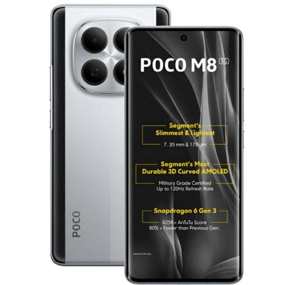 POCO M8 5G 128 GB, 8 GB RAM, Silver, Mobile Phone