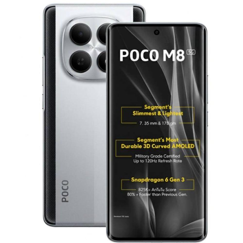 POCO M8 5G 256 GB, 8 GB RAM, Silver, Mobile Phone
