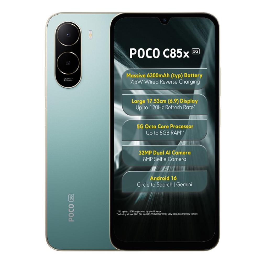 POCO C85x 5G 64 GB, 4 GB RAM, Green, Mobile Phone