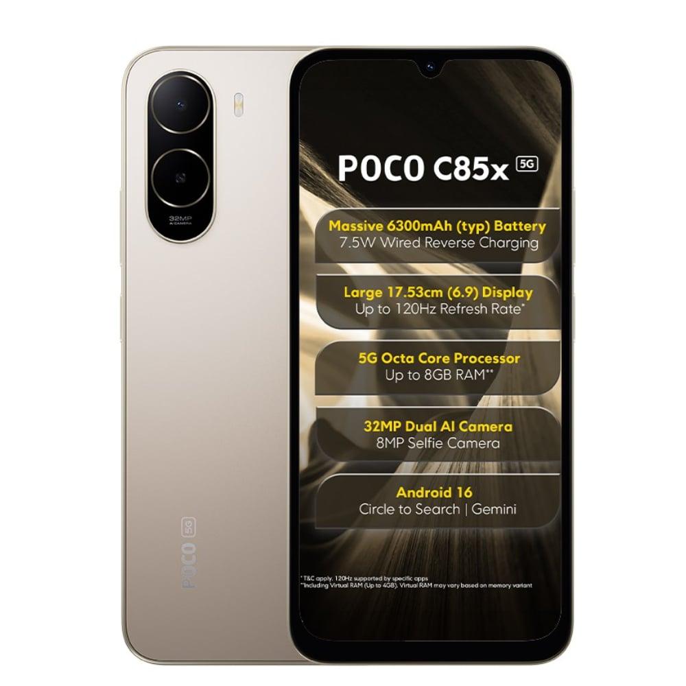 POCO C85x 5G 64 GB, 4 GB RAM, Gold, Mobile Phone