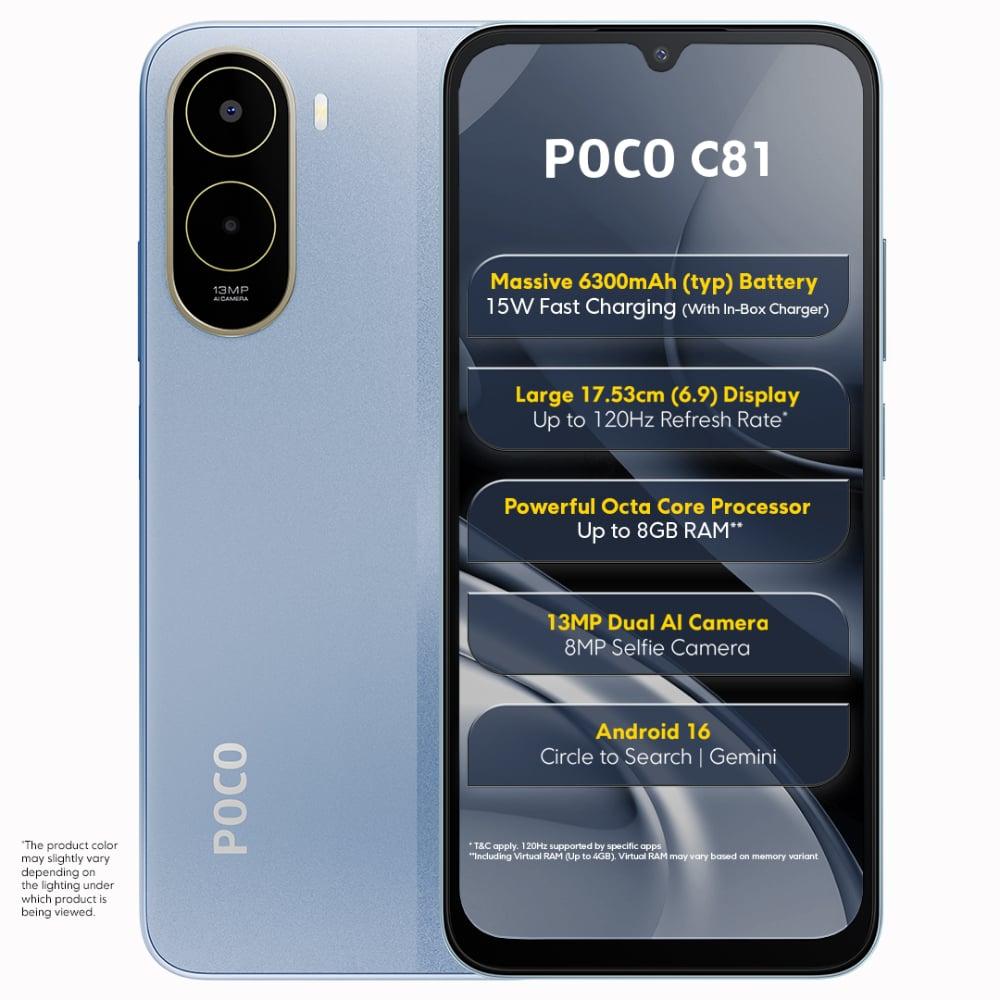 POCO C81 64 GB, 4 GB RAM, Sky Blue, Mobile Phone