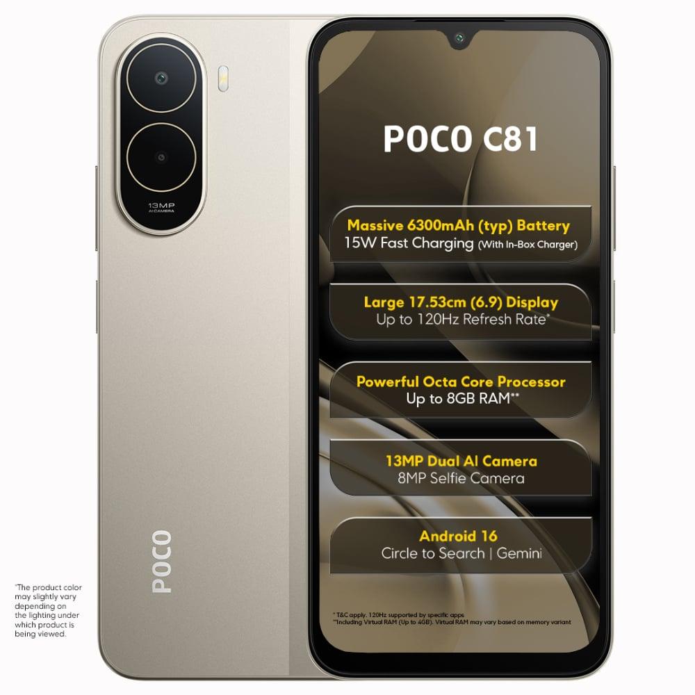 POCO C81 64 GB, 4 GB RAM, Sunset Gold, Mobile Phone