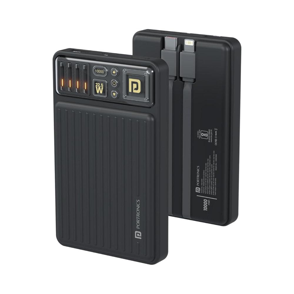Portronics Luxcell Bind Mini 10000 mAh Power Bank, Black