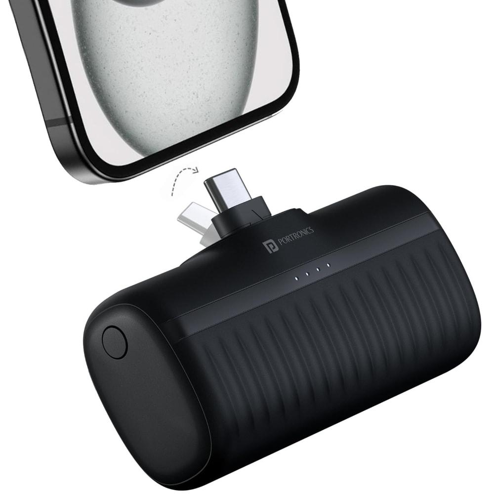 Portronics PowerPebble 5000 mAh Power Bank, Black