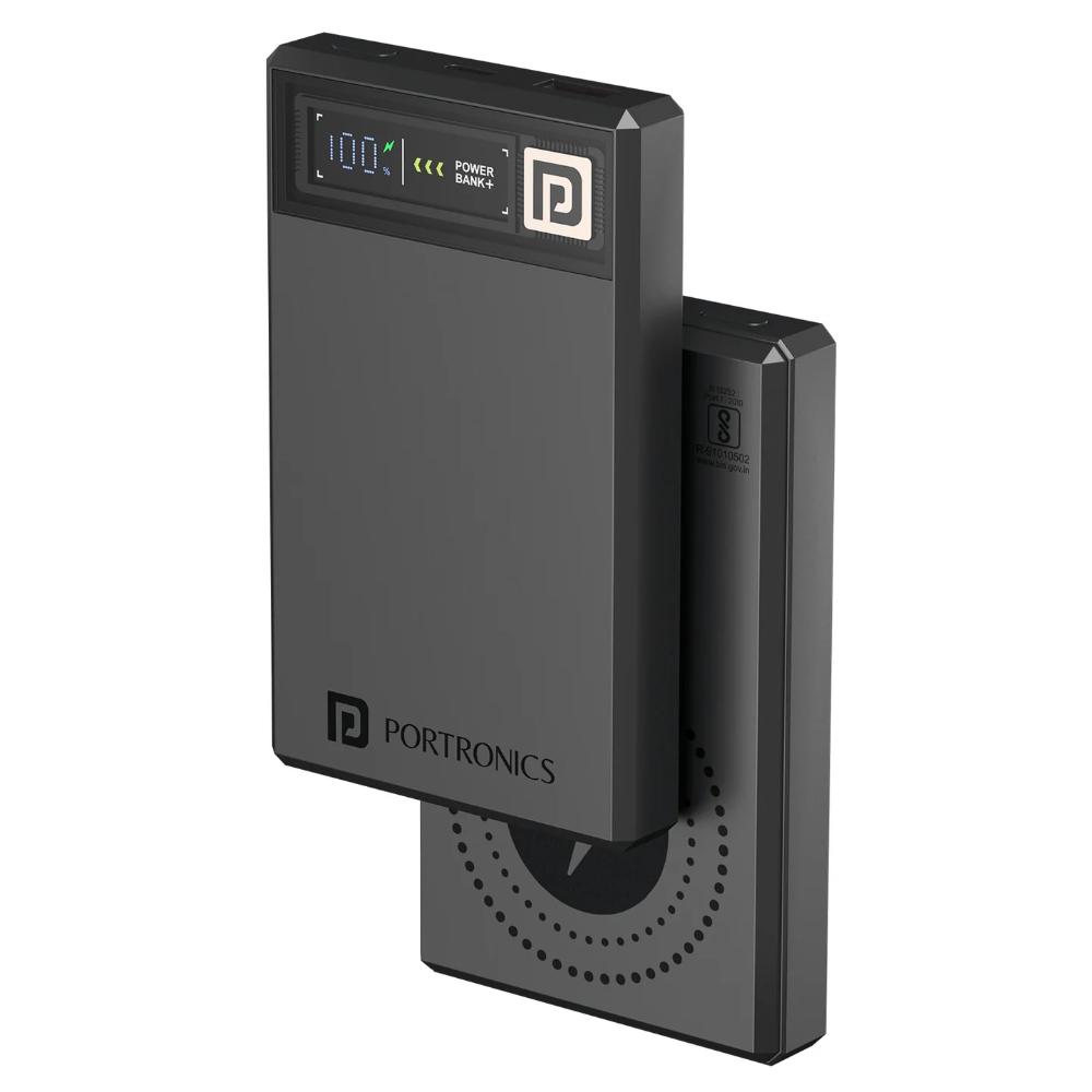 Portronics Luxcell Magclick 10000 mAH Power Bank, Dark Grey, POR-2257