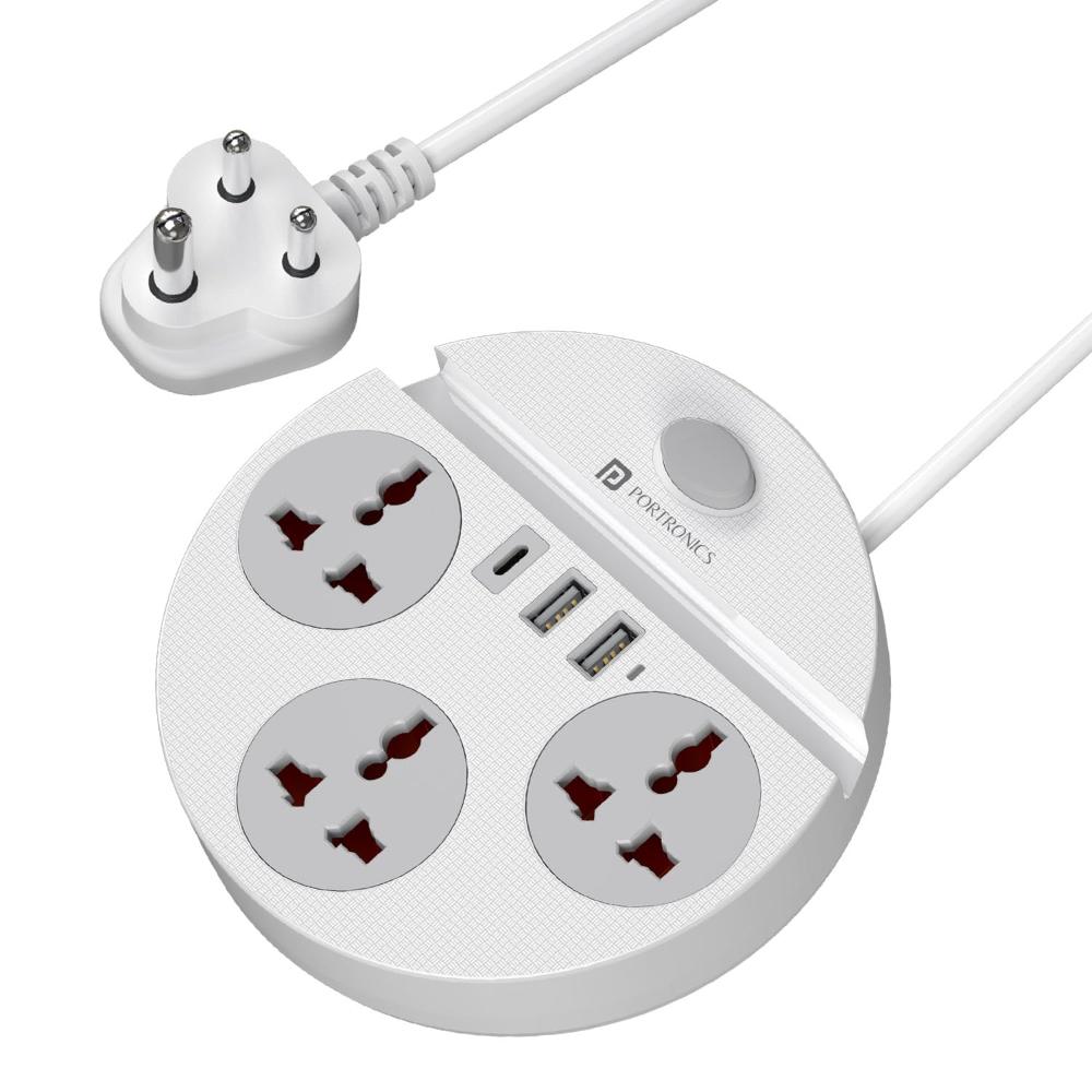 Portronics Power Plate 5 Pro Extension Board, White
