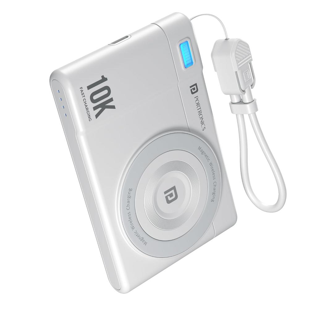 Portronics Power Shutter Air 10000 mAh MagSafe Power Bank, White